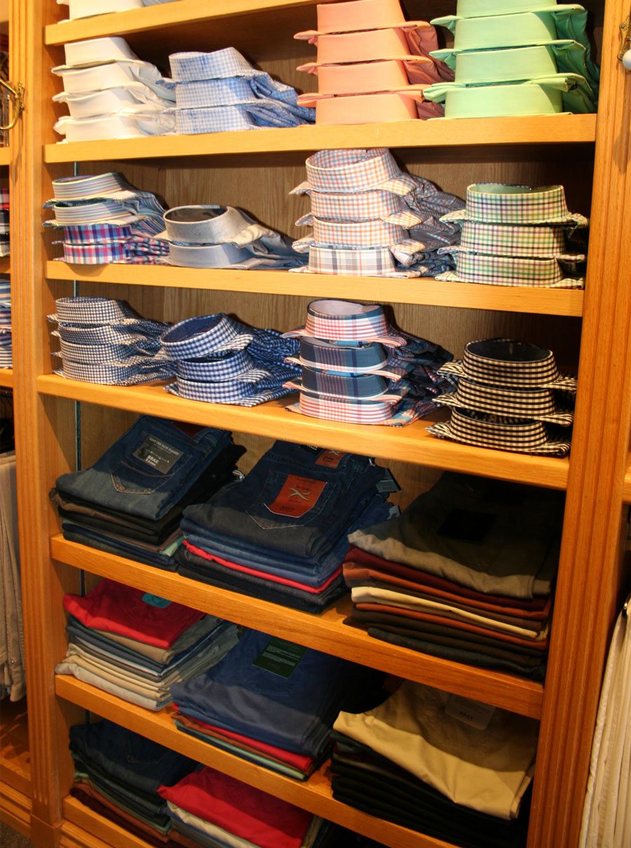 shelf of shirts